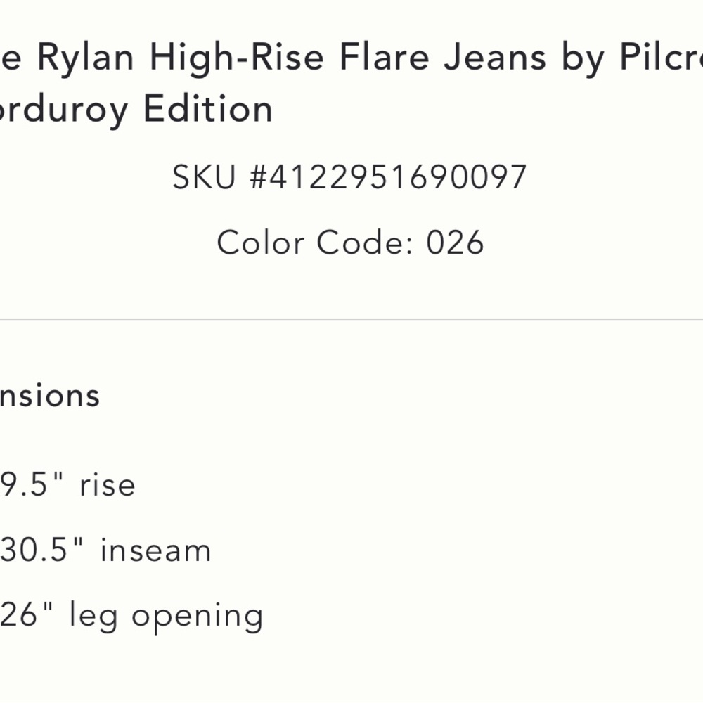The Ryland High Rise flare corduroy jean Pilcro 25P - Picture 5 of 7